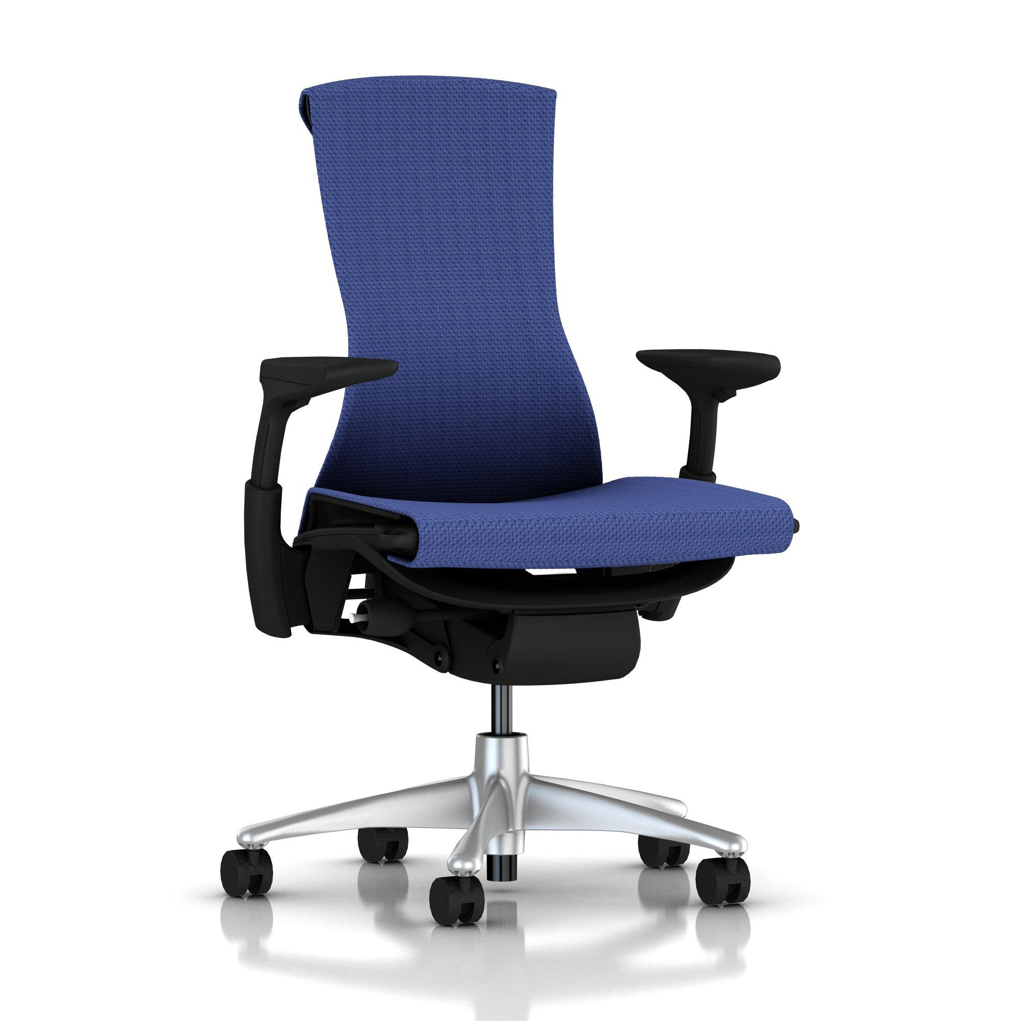 Embody Chair Iris Blue Balance with Graphite Frame Titanium Base by Herman Miller