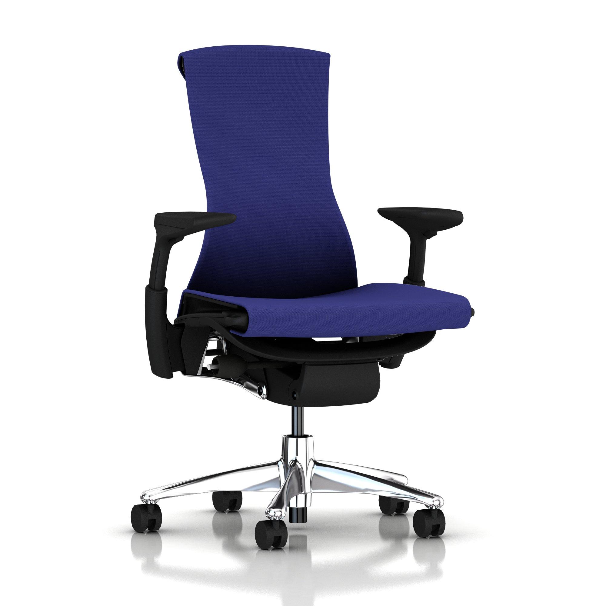 Embody Chair Iris Blue Rhythm with Graphite Frame Aluminum Base by Herman Miller