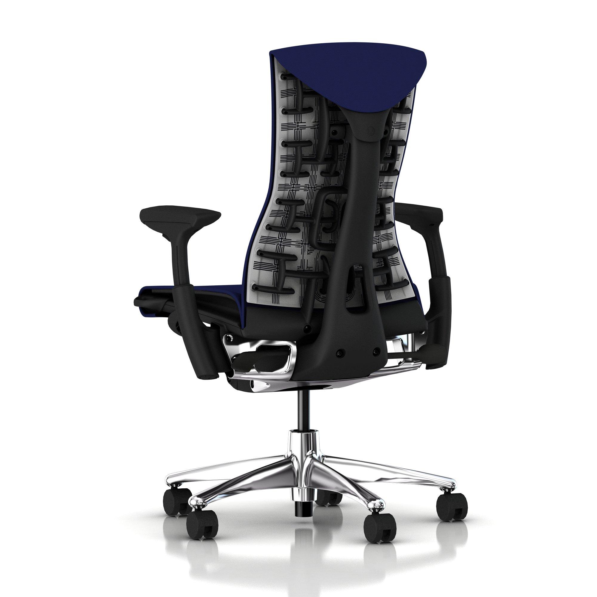 Herman Miller Embody Chair Twilight Blue Rhythm with Graphite Frame Aluminum Base