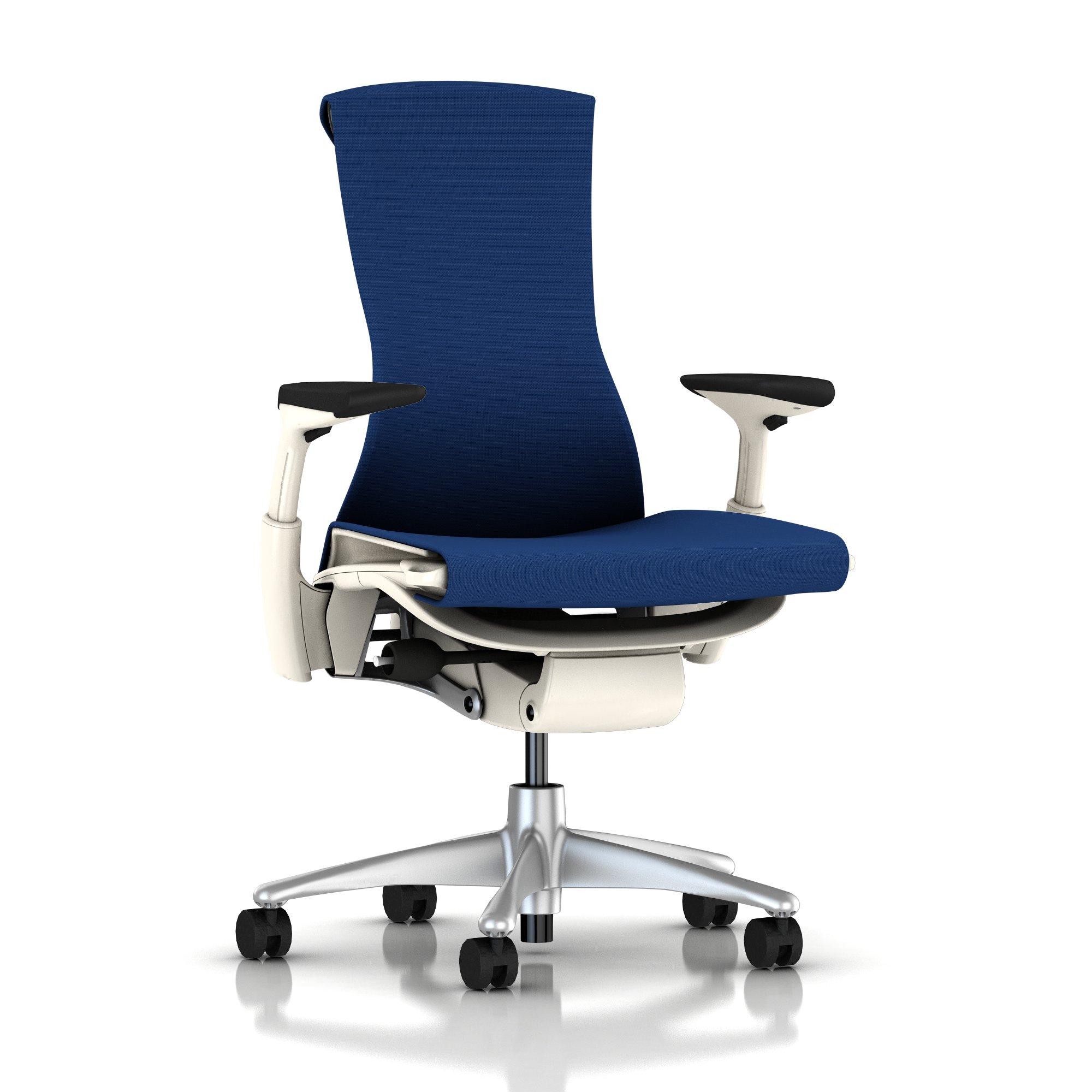 Embody Chair Berry Blue Rhythm with White Frame and Titanium Base by Herman Miller