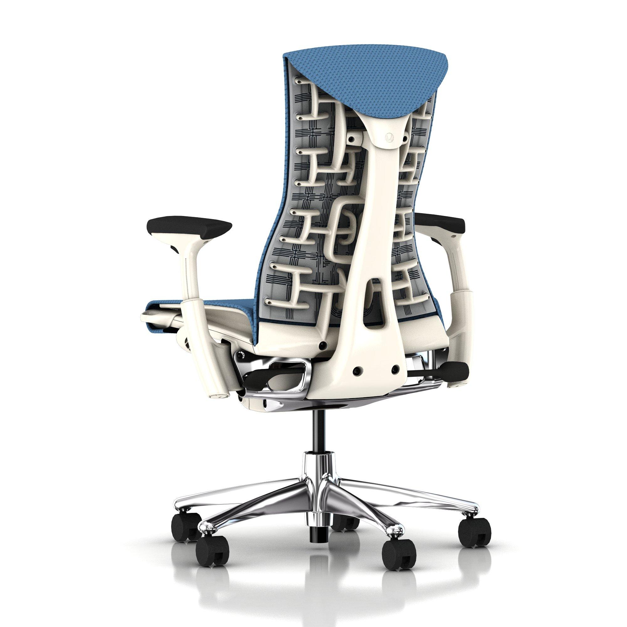 Herman Miller Embody Chair Blue Moon Balance with White Frame and Aluminum Base