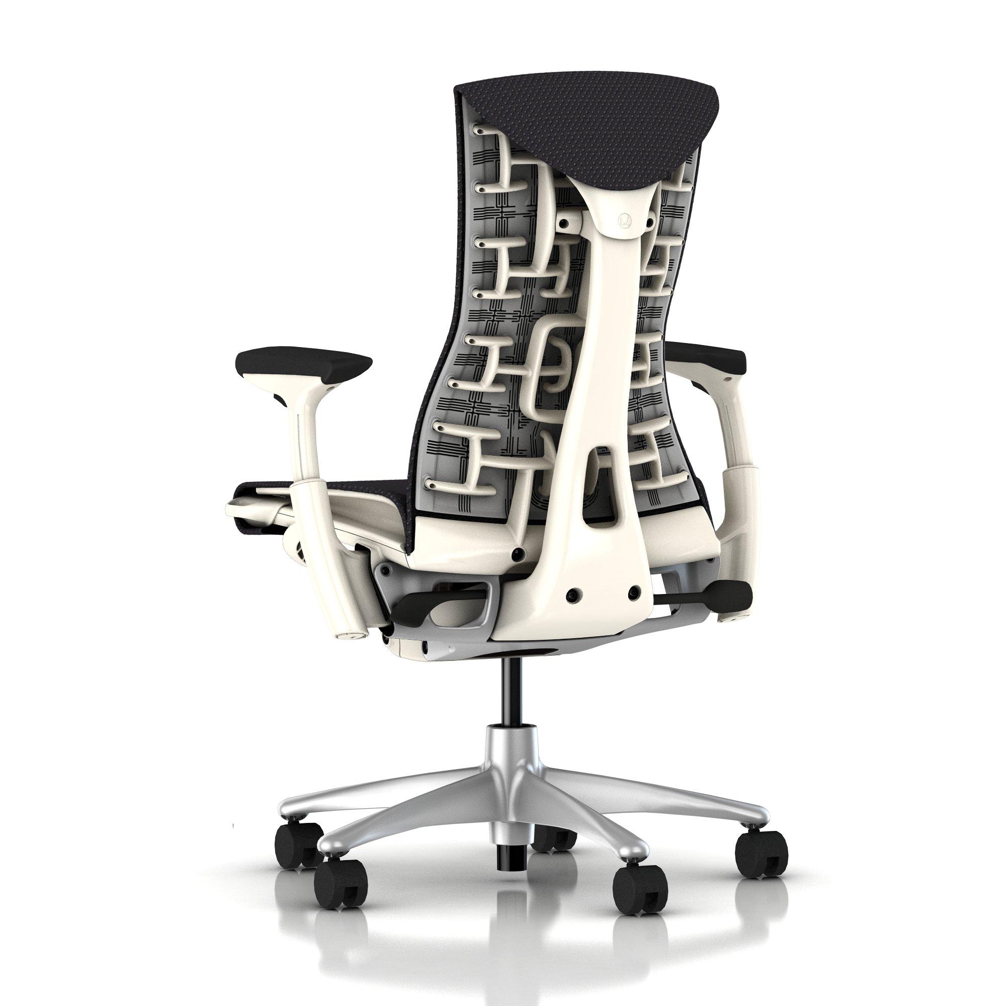 Herman Miller Embody Chair Carbon Balance with White Frame and Titanium Base