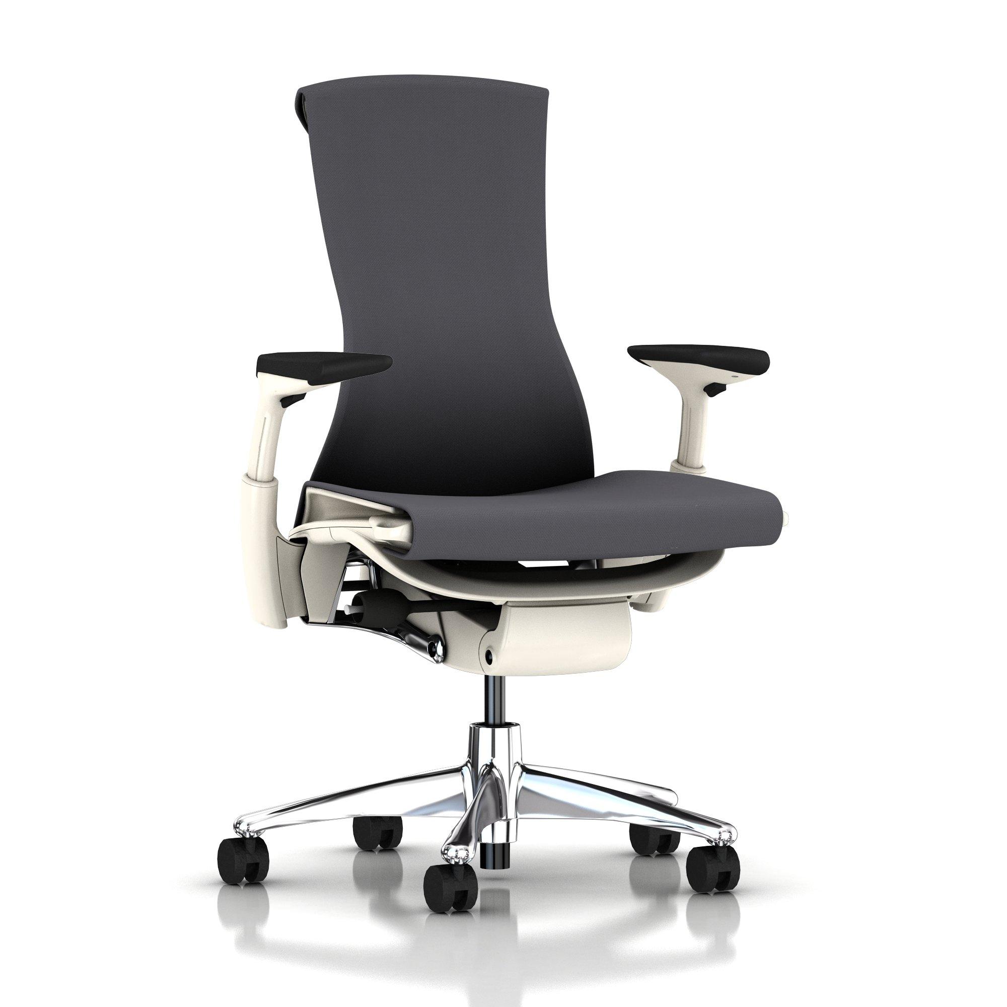Embody Chair Charcoal Rhythm with White Frame and Aluminum Base by Herman Miller
