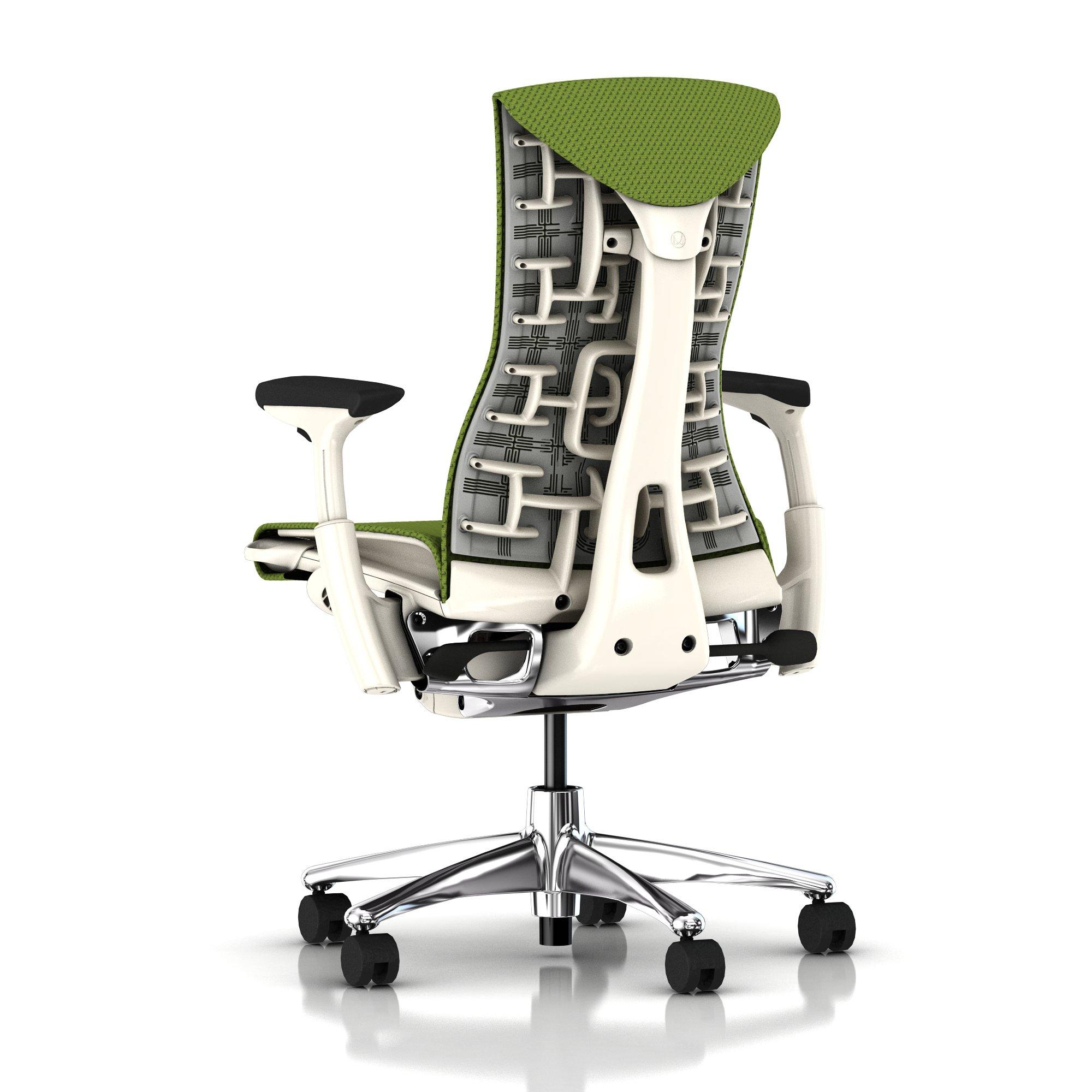 Herman Miller Embody Chair Green Apple Balance with White Frame and Aluminum Base