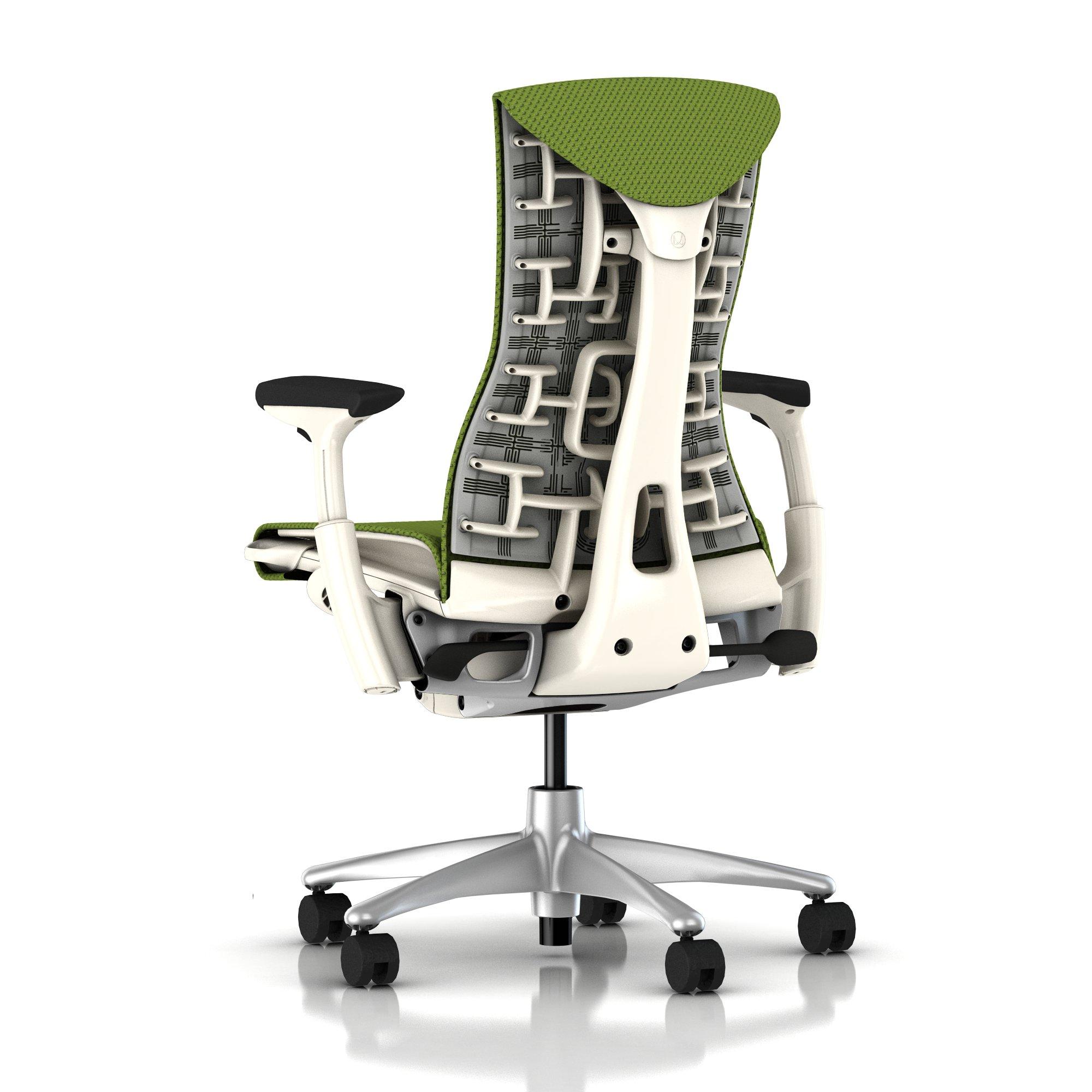 Herman Miller Embody Chair Green Apple Balance with White Frame and Titanium Base