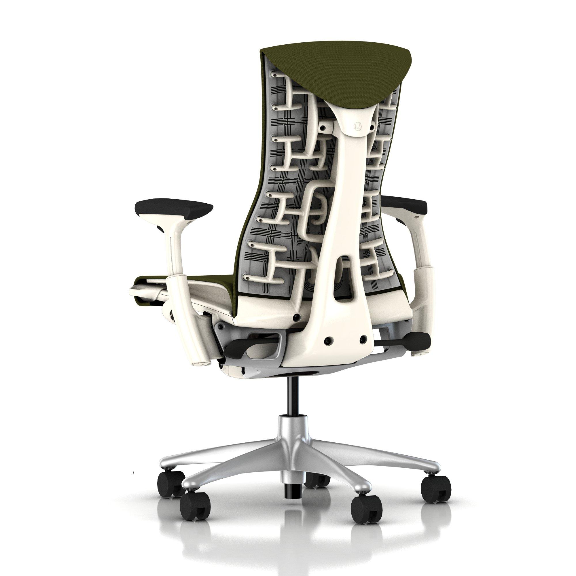 Herman Miller Embody Chair Green Apple Rhythm with White Frame and Titanium Base