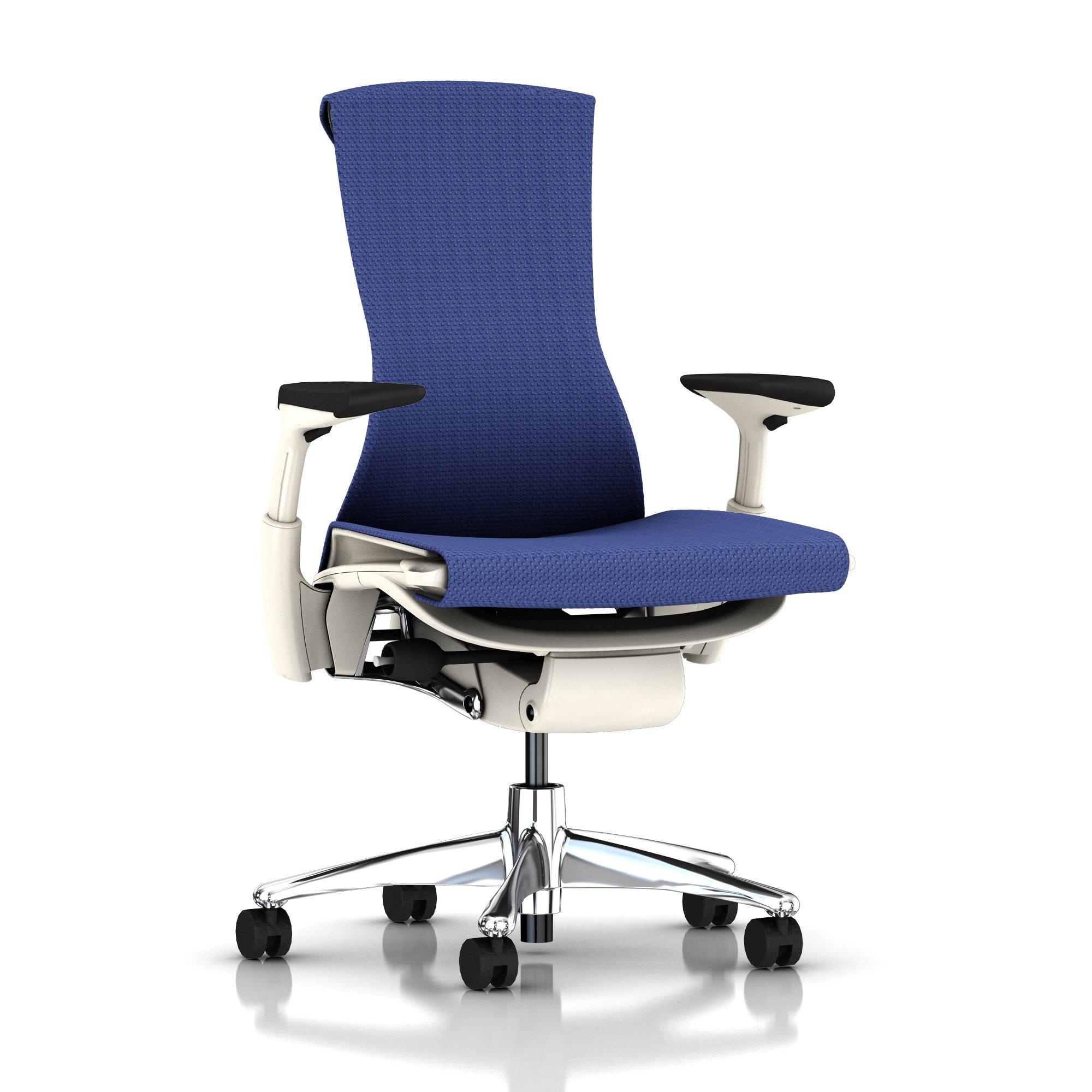 Embody Chair Iris Blue Balance with White Frame and Aluminum Base by Herman Miller