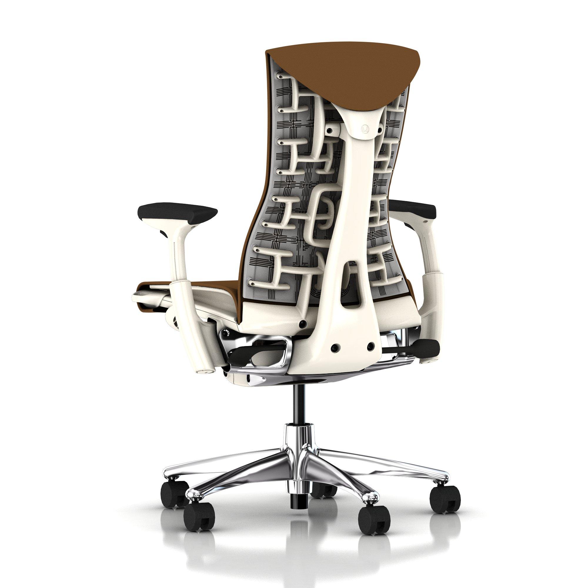 Herman Miller Embody Chair Molasses Rhythm with White Frame and Aluminum Base