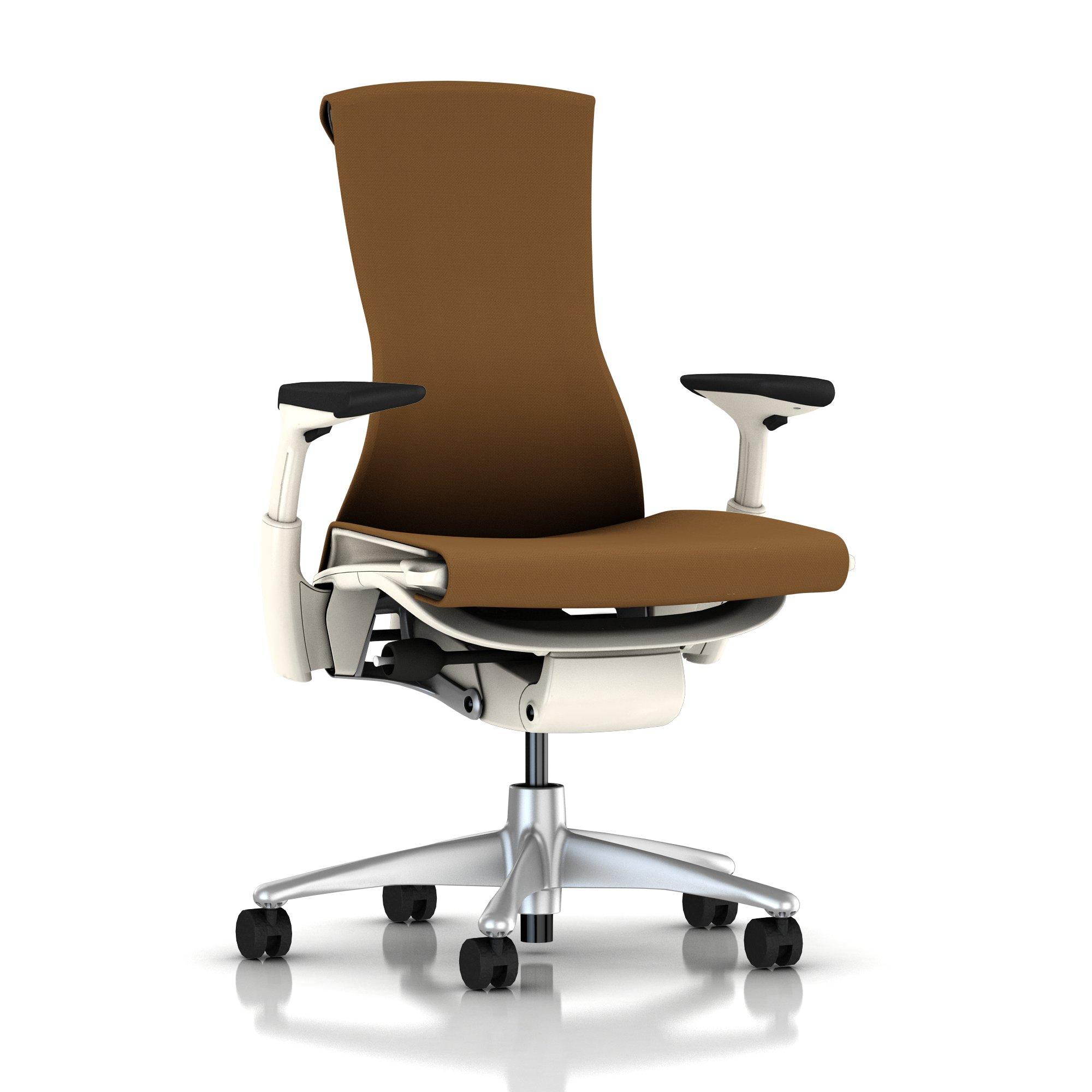 Embody Chair Molasses Rhythm with White Frame and Titanium Base by Herman Miller