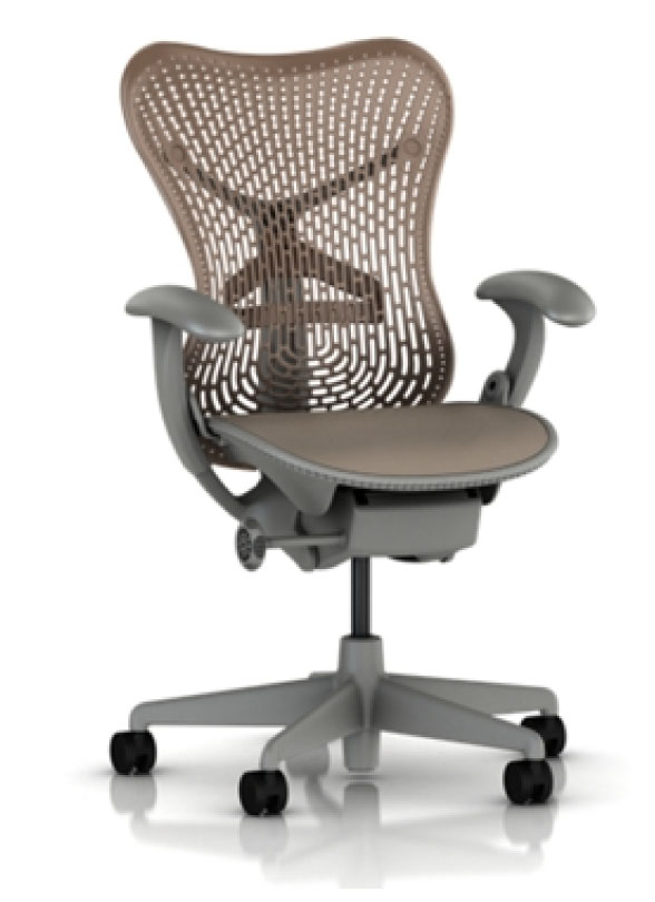 Herman Miller Mirra Chair with Cappuccino TriFlex polymer Back and Seat with Shadow Grey Frame