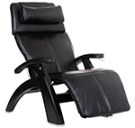 Black Premium Leather with Matte Black Wood Base Series 2 Classic Human Touch PC-420 PC-600 PC-610 Perfect Chair Recliner by Human Touch