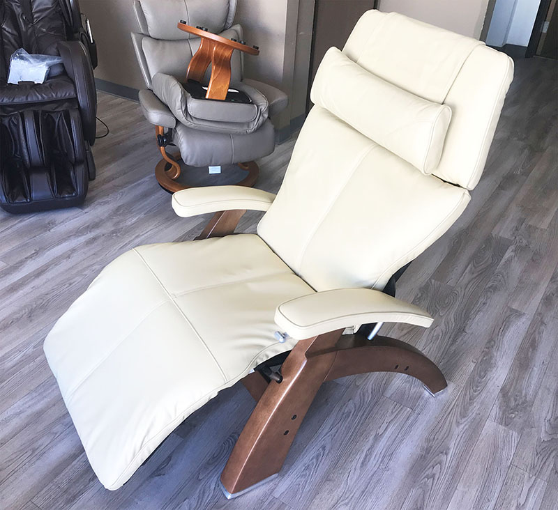 Ivory Top Grain Leather PC-420 Perfect Chair Classic Manual Recline Recliner by Human Touch