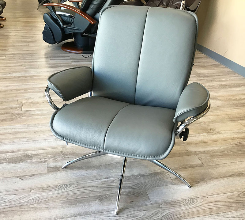 Stressless City Low Back Recliner Chair Batick Grey Leather by Ekornes