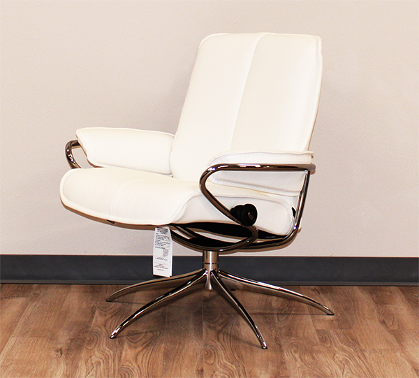 Stressless City Low Back Recliner Chair Batick Snow White Leather by Ekornes