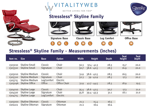 Stressless Skyline Family Recliner Chair Dimmensions from Ekornes