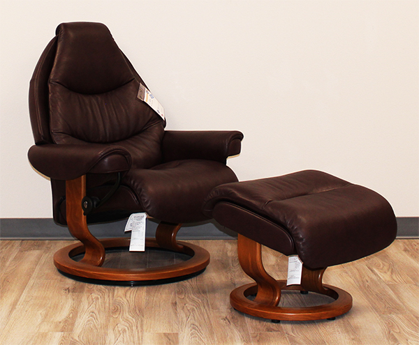 Stressless Voyager Premium Royalin Amarone Leather Recliner Chair by Ekornes