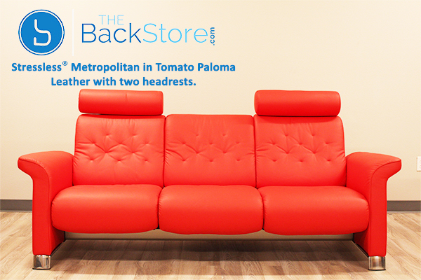 Stressless Metropolitan 3 Seat Sofa in Paloma Tomato Leather