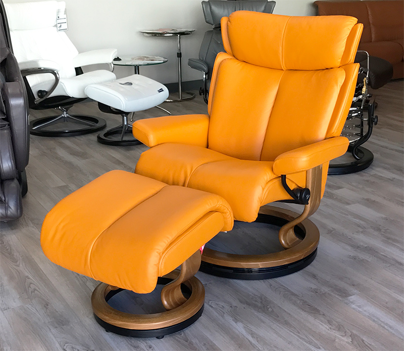 Stressless Magic Paloma Clementine Leather Recliner Chair and Ottoman