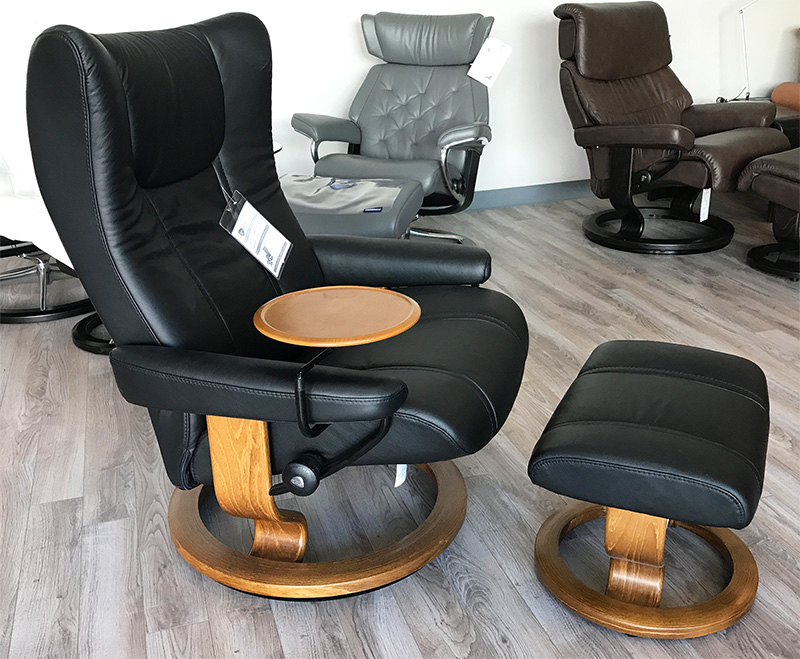 Medium Wing Stressless Cori Amarone Leather Recliner Chair by Ekornes