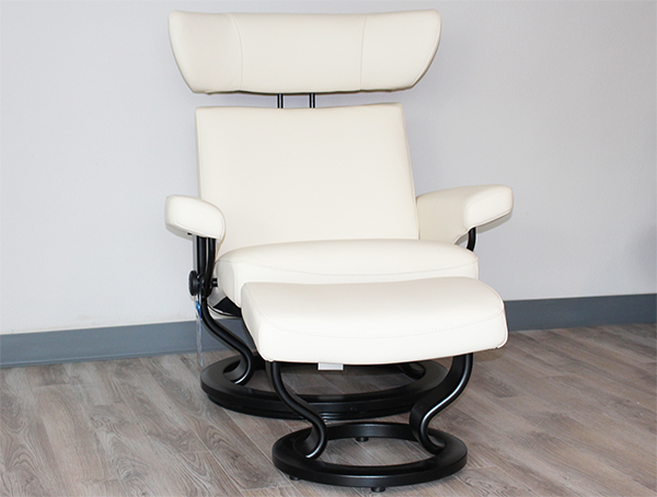 Stressless Viva Recliner Chair and Ottoman in Paloma Vanilla Leather