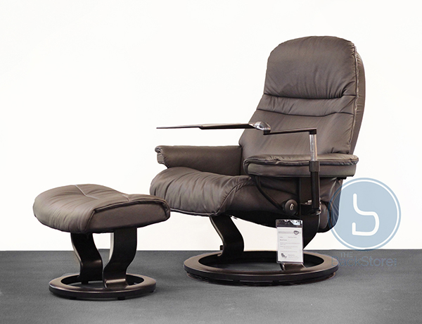 Stressless Sunrise Paloma Rock Leather Recliner Chair and Ottoman