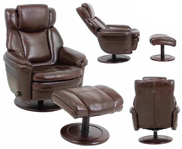 Barcalounger Leather Eclipse II Recliner Chair and Ottoman