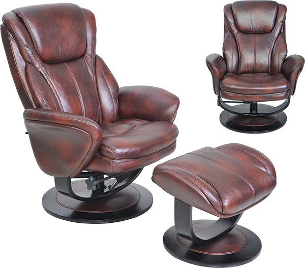 Barcalounger Leather Roma II Recliner Chair and Ottoman