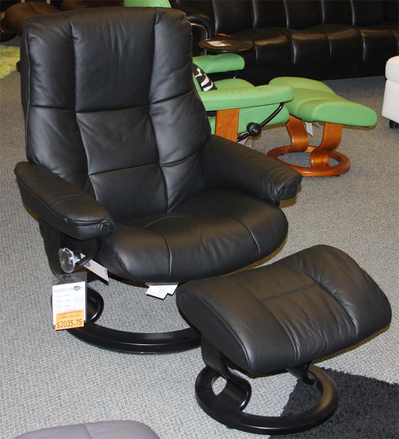 Stressless Paloma Black 09419 Leather Color Recliner Chair and Ottoman from Ekornes
