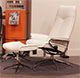 Stressless City High Back Snow White Leather Recliner and Ottoman in Paloma Leather by Ekornes