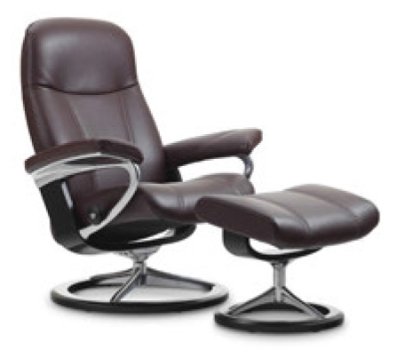 Stressless Consul Signature Base Recliner Chair and Ottoman