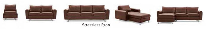 Stressless E700 Leather Sofa, LoveSeat and Longseat by Ekornes