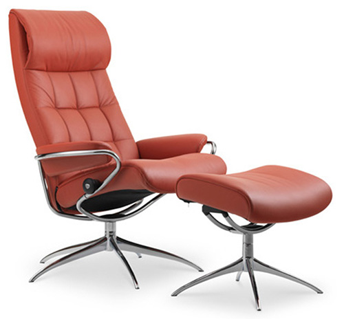 Stressless London High Back Recliner Chair and Ottoman by Ekornes