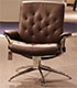 Stressless Metro Low Back Paloma Chocolate Leather Recliner and Ottoman in Paloma Leather by Ekornes