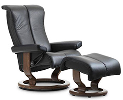 Stressless Piano Signature Base Recliner Chair and Ottoman