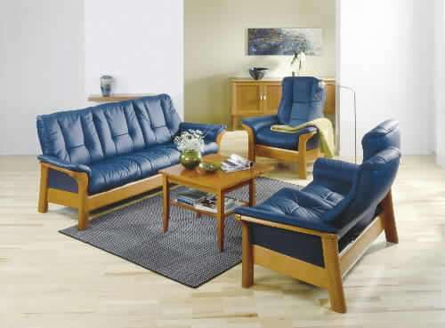 Stressless Royal Chair Paloma Oxford Blue ReclinerLeather Color Sofa Set from Ekornes