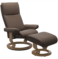 Stressless Aura Classic Hourglass Wood Base and Ottoman