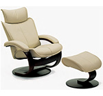 Fjords Ona Leather Ergonomic Recliner Chair and Ottoman by Hjellegjerde