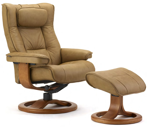 Fjords Regent Hassel Leather Recliner Chair and Ottoman