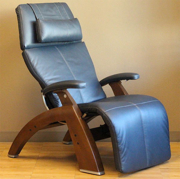 Human Touch PC-510 Power Electric Perfect Chair Recliner in Navy  Blue Leather