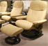 Stressless Ambassador Large Consul Batick Latte Leather Recliner Chair and Ottoman