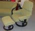 Stressless Reno Medium Recliner and Ottoman - Placidus Green Fabric by Ekornes
