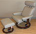 Stressless Orion Paloma Stone Leather Recliner Chair and Ottoman