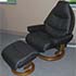 Stressless Voyager Paloma Leather Recliner Chair and Ottoman