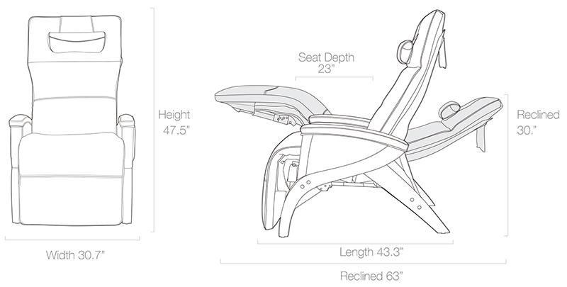 Svago Newton Leather Zero Gravity Recliner Chair Dimensions