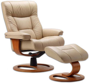 Fjords Manjana Ergonomic Recliner Chair and Ottoman Scandinavian Lounger