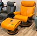 Stressless Medium Magic Paloma Clementine Leather Recliner Chair and Ottoman