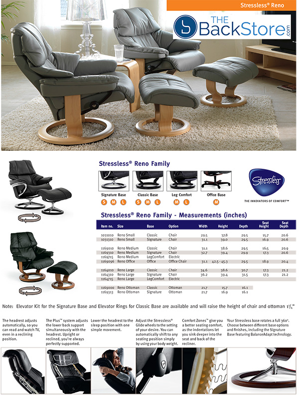 Stressless Reno Leather Recliner Chair and Ottoman from Ekornes