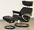 Stressless Skyline Medium Recliner and Ottoman in Paloma Black Leather