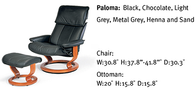 Stressless Admiral Classic Medium Base Paloma Black Leather Recliner Chair and Ottoman by Ekornes