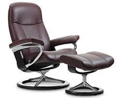 Stressless Consul Signature Base Chair Recliner and Ottoman